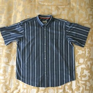 BIG AND TALL 626 Blue Striped Short Sleeves Shirt.